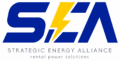 Logotipo oficial de Strategic Energy Alliance (SEA) con el eslogan "rental power solutions"