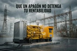 "Generador eléctrico industrial bajo la lluvia asegurando la continuidad operativa y rentabilidad para empresas."